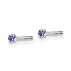 Sterling Silver Madi K Rhodium-plated 2.00mm Purple CZ Childrens Stud Post Earrings