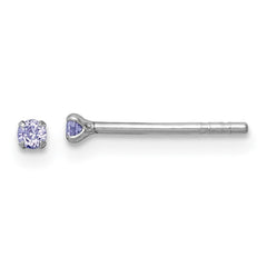 Sterling Silver Madi K Rhodium-plated 2.00mm Purple CZ Childrens Stud Post Earrings