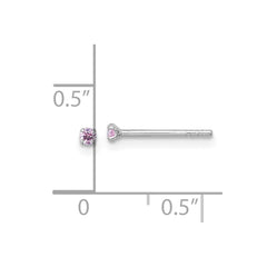 Sterling Silver Madi K Rhodium-plated 2.00mm Pink CZ Childrens Stud Post Earrings