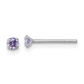 Sterling Silver Madi K Rhodium-plated 3.00mm Purple CZ Childrens Stud Post Earrings