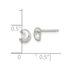Sterling Silver Polished Puffed Moon Childrens Post Earrings