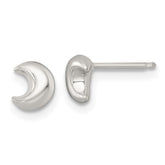 Sterling Silver Polished Puffed Moon Childrens Post Earrings