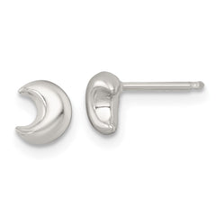 Sterling Silver Polished Puffed Moon Childrens Post Earrings