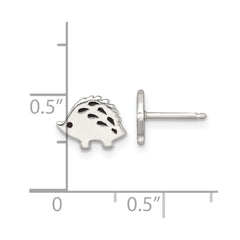 Sterling Silver Polished Black Enameled Porcupine Childrens Post Earrings