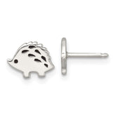 Sterling Silver Polished Black Enameled Porcupine Childrens Post Earrings