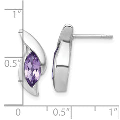 Sterling Silver Rhodium-plated Polished Marquise Amethyst Drop Post Earrings