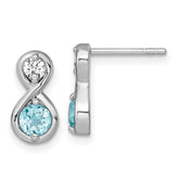 Sterling Silver Rhodium-plated Polished Round Lab Created Paraiba and CZ Infinity Post Earrings