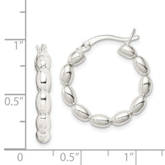 Sterling Silver Polished Beaded Hoop Earrings - 3