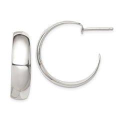 Sterling Silver Rhodium-plated Fancy J-Hoop Post Earrings