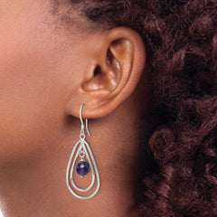 Sterling Silver Polished Amethyst Teardrop Dangle Earrings - 2