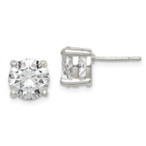 Sterling Silver Polished 8mm Round CZ Stud Earrings