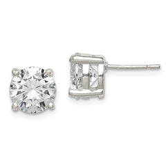 Sterling Silver Polished 8mm Round CZ Stud Earrings