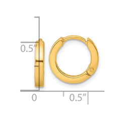 Sterling Silver Gold-tone Round Hinged Hoop Earrings
