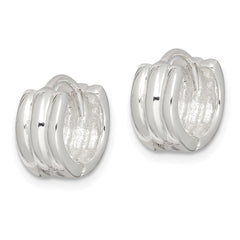 Sterling Silver Striped Hinged Hoop Earrings - 2