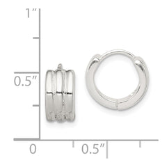 Sterling Silver Striped Hinged Hoop Earrings - 2