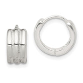 Sterling Silver Striped Hinged Hoop Earrings - 2