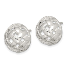 Sterling Silver 14mm Fancy Button Post Earrings