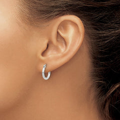 Sterling Silver 2mm Diamond Cut Hoop Earrings - 7