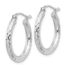 Sterling Silver Rhodium-plated 2.5mm Diamond-cut Hoop Earrings - 8
