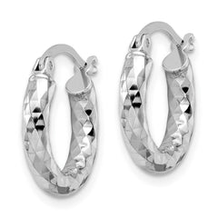 Sterling Silver Rhodium-plated 3.00mm Diamond-cut Hoop Earrings - 5