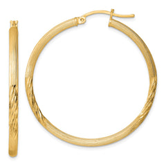 Sterling Silver Flash Gold-plated 2.5mm Polished/Satin D/C Hoop Earrings - 3