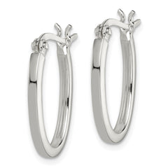 Sterling Silver 2.00mm Square Tube Oval Hoop Earrings - 2
