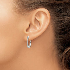 Sterling Silver 2.00mm Square Tube Oval Hoop Earrings - 2
