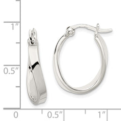 Sterling Silver Polished & Twisted Oval Hoop Earrings - 2