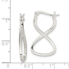 Sterling Silver Polished & Twisted Oval Hoop Earrings - 5