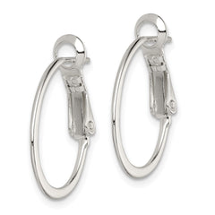 Sterling Silver Rhodium-plated 1.5mm Oval Omega Back Hoop Earrings - 3