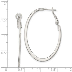 Sterling Silver Rhodium-plated 1.5mm Oval Omega Back Hoop Earrings - 2