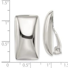 Sterling Silver Polished Non-Pierced Rectangle Earrings