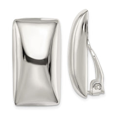 Sterling Silver Polished Non-Pierced Rectangle Earrings