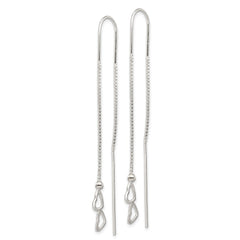 Sterling Silver Polished Double Heart Threader Earrings