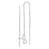 Sterling Silver Polished Double Heart Threader Earrings