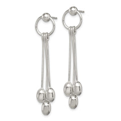 Sterling Silver Polished Multi-strand Oval Beaded Post Dangle Earrings
