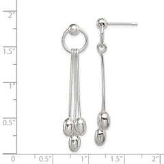 Sterling Silver Polished Multi-strand Oval Beaded Post Dangle Earrings