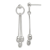 Sterling Silver Polished Multi-strand Oval Beaded Post Dangle Earrings