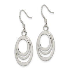 Sterling Silver Polished Triple Oval Dangle Earrings - 2