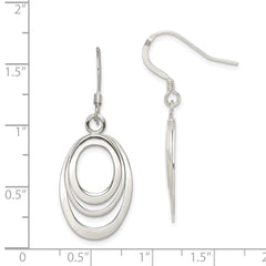 Sterling Silver Polished Triple Oval Dangle Earrings - 2