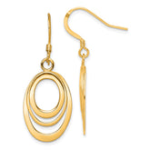 Sterling Silver Flash Gold-plated Polished Triple Oval Dangle Earrings