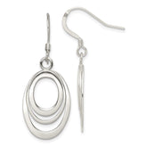Sterling Silver Polished Triple Oval Dangle Earrings - 2
