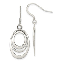 Sterling Silver Polished Triple Oval Dangle Earrings - 2