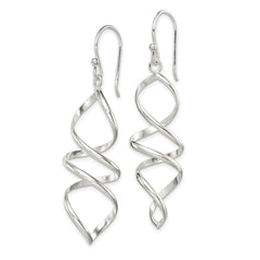 Sterling Silver Polished Corkscrew Twisted Dangle Earrings