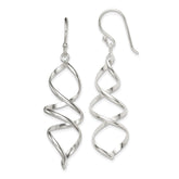 Sterling Silver Polished Corkscrew Twisted Dangle Earrings