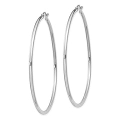 Sterling Silver Rhodium-plated 2mm Round Hoop Earrings - 11