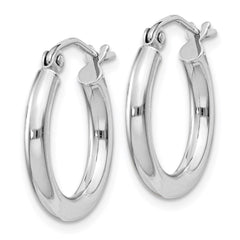 Sterling Silver Rhodium-plated 2.5mm Round Hoop Earrings - 4
