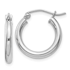 Sterling Silver Rhodium-plated 2.5mm Round Hoop Earrings - 4