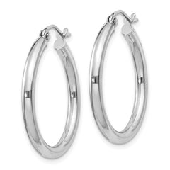 Sterling Silver Rhodium-plated 2.5mm Round Hoop Earrings - 5