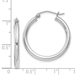 Sterling Silver Rhodium-plated 2.5mm Round Hoop Earrings - 5